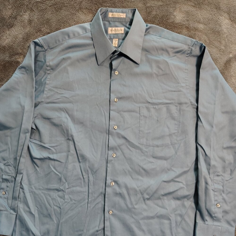 Van Heusen Wrinkle Free Lux Sateen Dress Shirt - Neck 17.5 - 34/35, XL